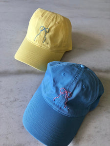 HAND EMBROIDERY BOW CAPS - pastel