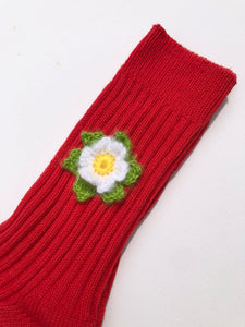 CROCHET DAFFODILS COTTON RIBBED SOCKS