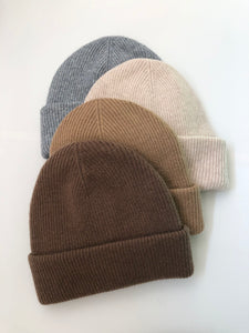 MERINO WOOL BEANIES double layer & SCARVES - neutral