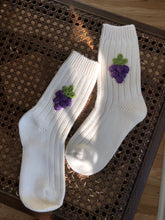 Load image into Gallery viewer, CROCHET GRAPES RIBBED SOCKS