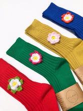 Load image into Gallery viewer, CROCHET DAFFODILS COTTON RIBBED SOCKS