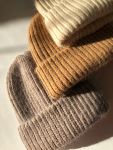 RIBBED WOOL DOUBLE LAYER BEANIE