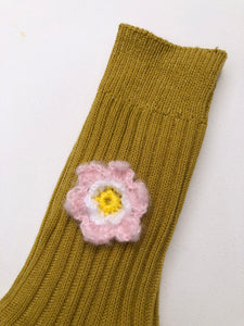 CROCHET DAFFODILS COTTON RIBBED SOCKS