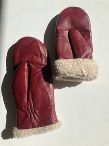 LEATHER SHEARLING MITTENS