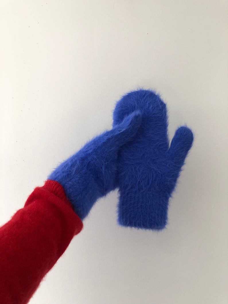 FLUFFY ANGORA MITTENS - crystal brights