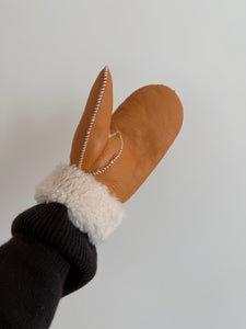 2025 SHEARLING MITTENS - white stitch