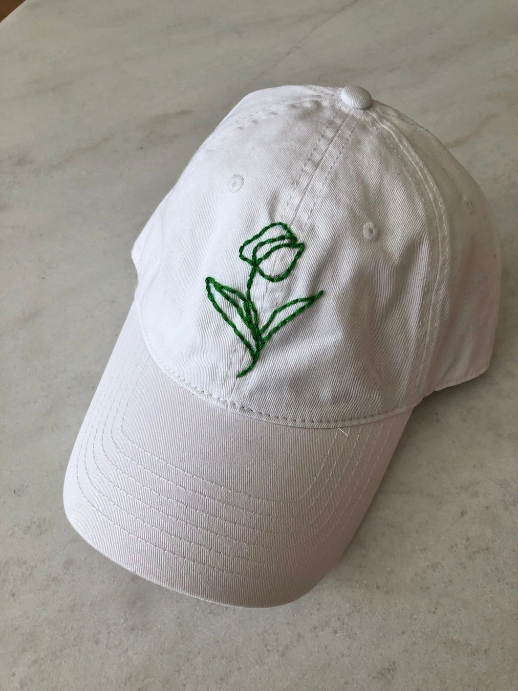 HAND EMBROIDERED TULIPS CAPS