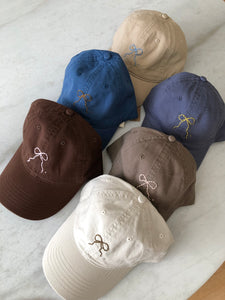 HAND EMBROIDERED BOW CAPS - neutral