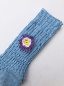 CROCHET DAFFODILS COTTON RIBBED SOCKS