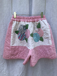 PINK FRUITS UP-CYCLE QUILT SHORTS