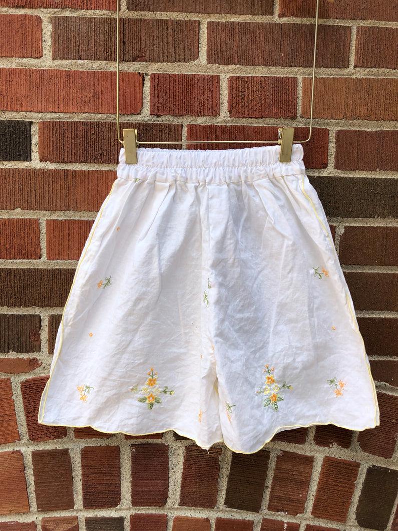 YELLOW FLOWERS UP-CYCLE SHORTS