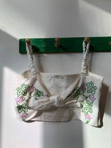 GRAPES hand embroidery up-cycled cropped top